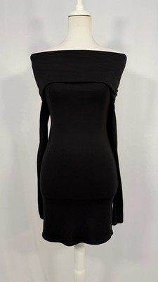 Minikleid matt Jersey Off Shoulders schwarz - HELSA