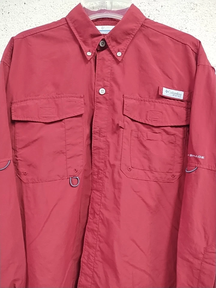 Columbia Omni Shade PFG Vented Fishing Hiking Garnet Red Long Sleeve Shirt Sz S - Image 2 of 4