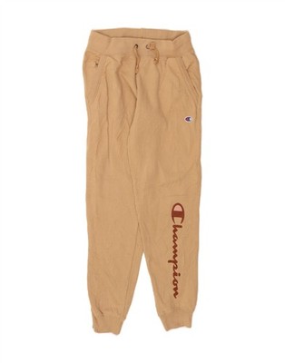 CHAMPION Womens Graphic Tracksuit Trousers Joggers UK 6 XS  Brown Cotton DU57