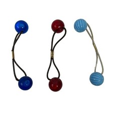 Lot 3 Vtg Goody Brand Hair Twin Bead Ponytail Holders Shiny Solid Blue Red