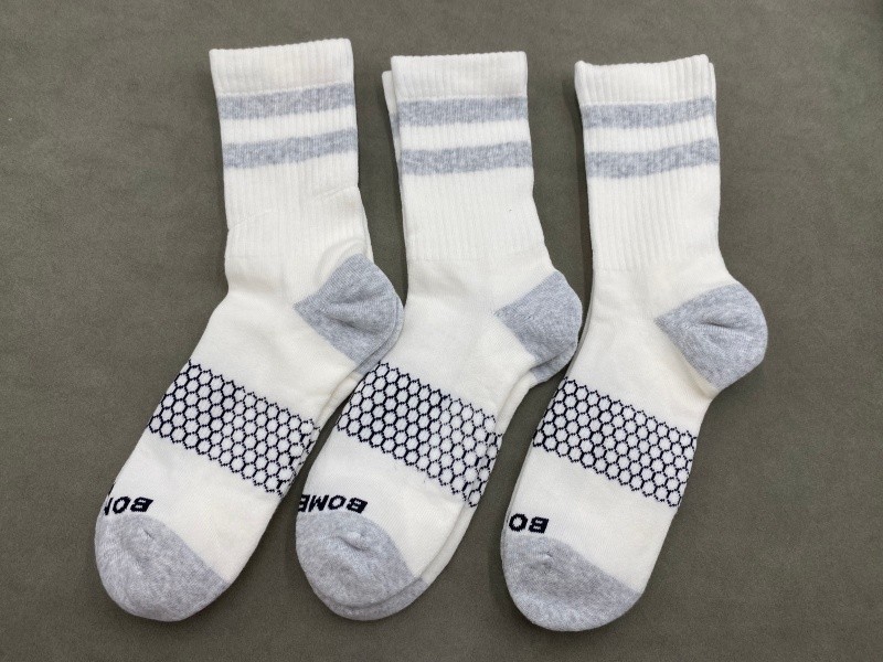 3 Pairs Bombas Men Performance Vintage Stripes Half Calf Socks Size L 9.5-13