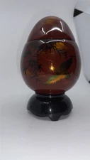 Vietnam Brown Enamel Art Deco Egg Vase Birds The Vaase W/ lid
