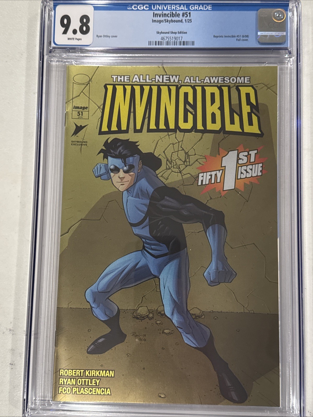 Invincible #51 CGC 9.8, Skybound Shop edition Ryan Ottley Cover