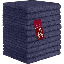 DecorRack 100 Cotton Washcloths 12x12 in, Imperial Blue 10 Pack 