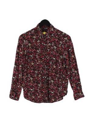 Topshop Damen Shirt UK 6 Multi Floral 100% Viskose Langarm Kragen Basic