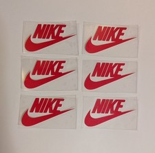 6 x Iron On Bright Red Transfers 5cm X 3cm Nike Swoosh Tick Sports Logos