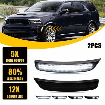 Front LED Dynamic Scan Side Marker Light Lamp For 21-25 Dodge Durango SMOKE EAQ
