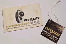 Argus SHOWMASTER 822 Super 8 Movie Camera - Instruction Manual & Hang Tag ONLY