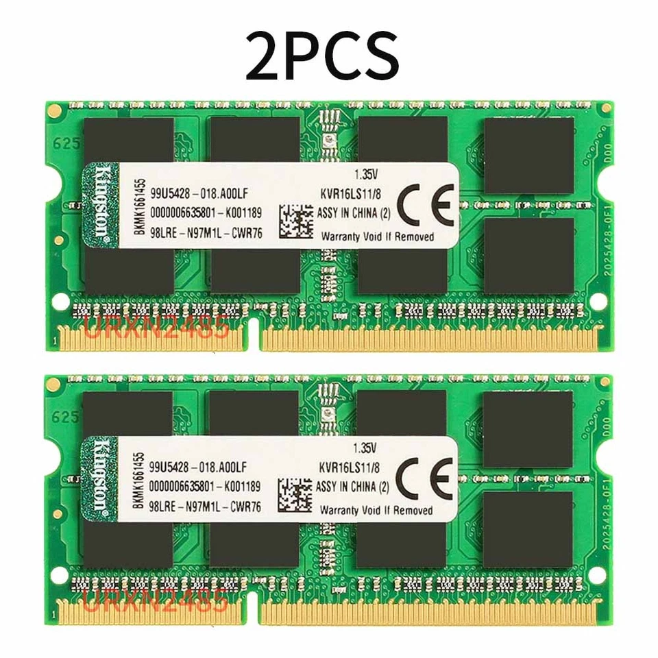 Kingston 16GB 2x 8GB DDR3L 1600MHz PC3L-12800 204Pin SODIMM Laptop Memory RAM BT - Image 2 of 4