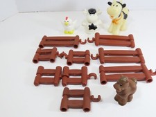 Ertel Farm Animals Brown Fence Lot Cows Chicken C8647