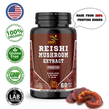 REISHI MUSHROOM STRONGEST ORGANIC CAPSULES LINGZHI LUCIDUM EXTRACT PILLS SPORES