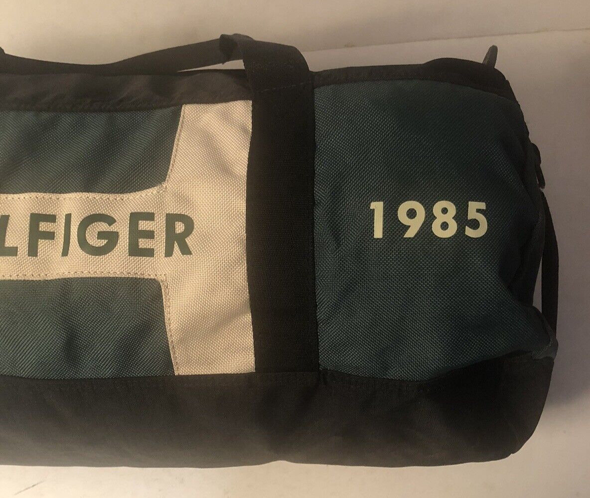 Vintage Hilfiger Est 1985 Duffel Bag Green Black … - image 8