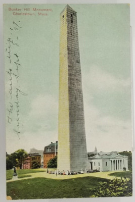 MASSACHUSETTS Charlestown Bunker Hill Monument MA Vintage Postcard