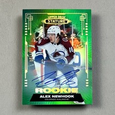 2021-22 UD Stature #134 ALEX NEWHOOK RC Auto (On-Card) #06/25 Green SSP - Rookie