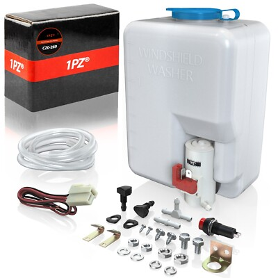 #ad 12V Universal UTV Windshield Washer Bottle Tank Pump Wiper System Reservoir Kit $17.99