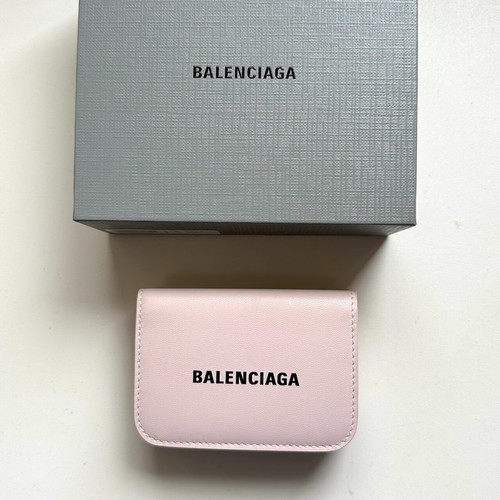 BALENCIAGA Authentic Leather trifold wallet compact wallet pink OPEN BOX