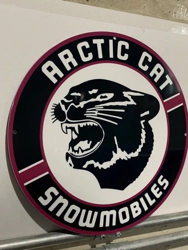 Vintage Style Cat Snowmobiles Oil  Steel Top Quality Heavy  Sign