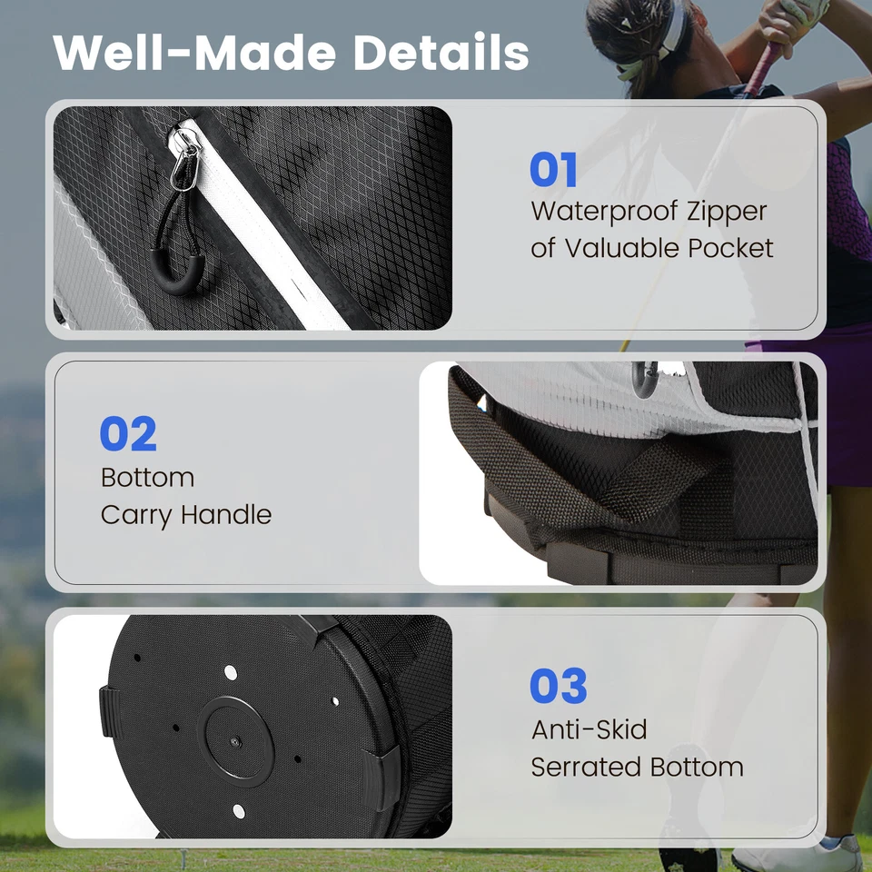 Golf Cart Bag Golf Club Bag 14 Way Top Dividers&9 Pockets Lightweight Golf - image 4 of 4