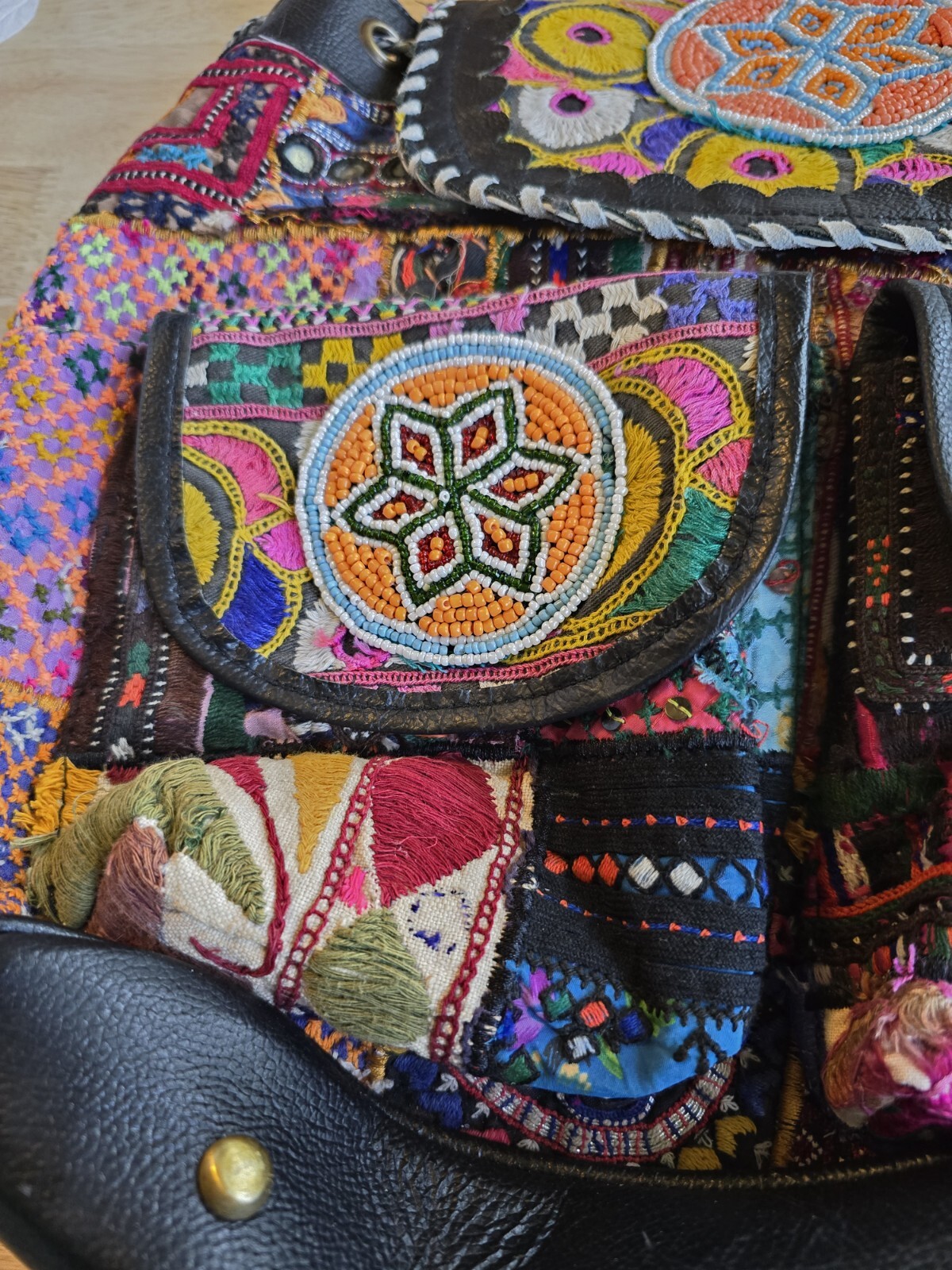 Vintage Addiction Patchwork Backpack Carry Bag Su… - image 3