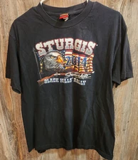 Sturgis 2014 Motorcycle Rally T-shirt American Flag Eagle Biker Hot Leather Sz L