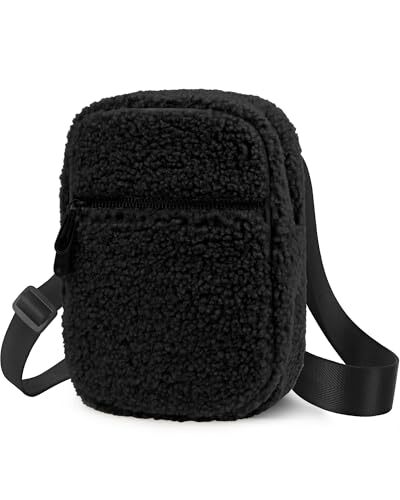 Crossbody Bag Sling Purses for Women Trendy, Convertible Multi Black Sherpa-image