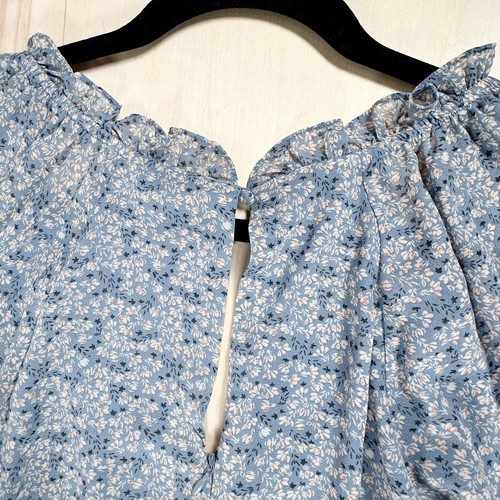 ASTR The Label Blue Multi Floral Tiered Long Sleeve Mini Dress S Lined - Picture 7 of 9