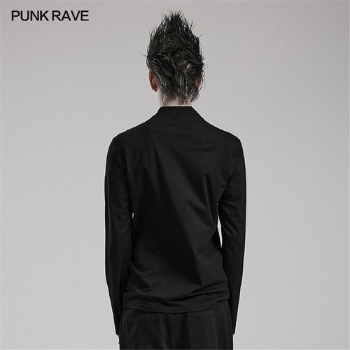 Punk Rave Men Black Goth Punk Metal Rivets Long Sleeve T-Shirt Daily Casual Tops - Bild 5 von 21
