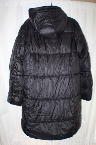H&M Womens Long Hooded Puffer Coat - Size Medium Black Jacket Very Warm - Picture 2 of 5