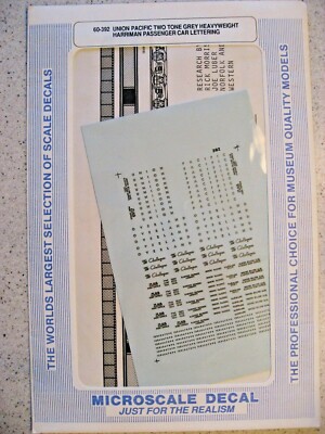 Microscale Decal N 60-392 UP Heavyweight Harriman Passenger Car Lettering 2 Tone