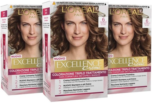 L'OREAL PARIS Tinta Copertura Capelli Bianchi EXCELLENCE Triplo Trattamento 3 pz - Picture 9 of 16