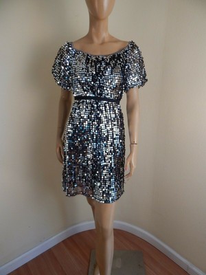 silver sequin disco dress