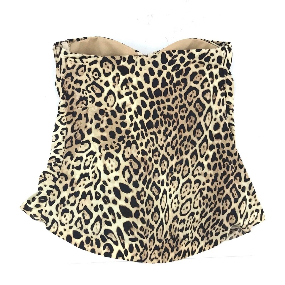 Conjunto Tankini Mujer Victoria’s Secret Marrón Negro Estampado Animal Sin Tirantes Talla S Foto 4 de 4