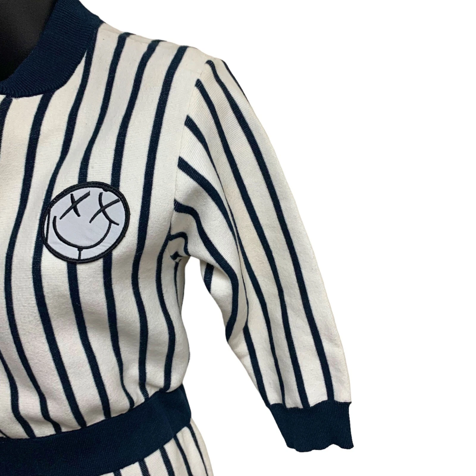 OFF WHITE Abito midi Dur BonBon bianco sporco blu navy misto cashmere maglia stretta donna taglia small