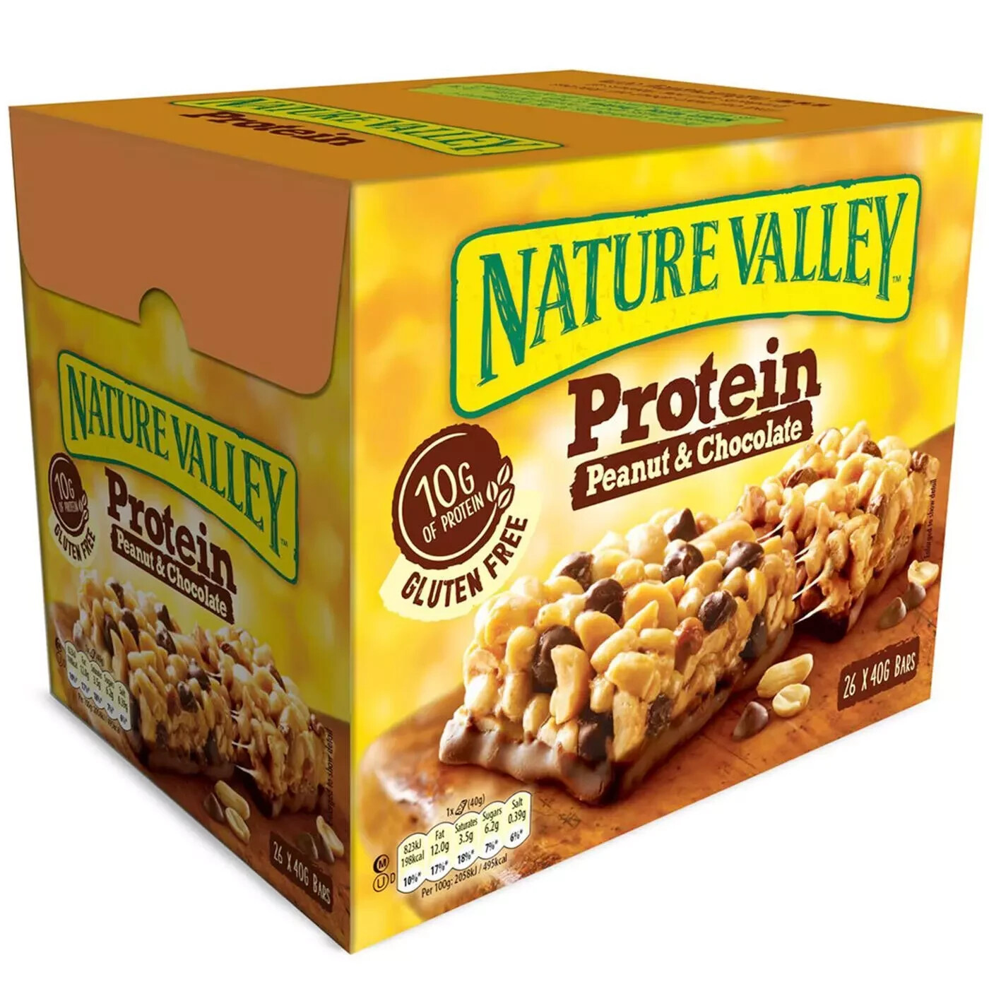 Barritas de cereales Nature Valley Protein de cacahuete y chocolate sin gluten 26 x 40 g