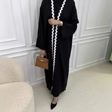 Dubai Women Muslim Open Abaya Cardigan Sets 2 Piece Kaftan Long Robes Ramadan