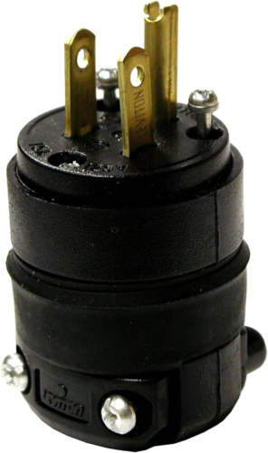 Leviton 515PR 15 Amp 125 Volt, Straight Blade Rubber Plug, NEMA 5-15P, Black - Afbeelding 1 van 1
