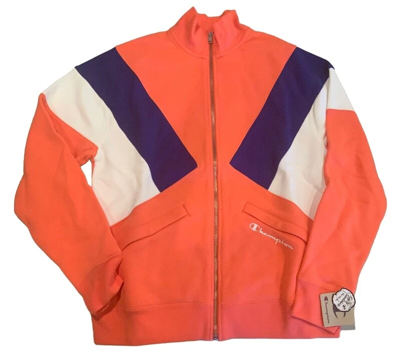 Champion Life Reverse Weave Colorblock Full Zip Logo Track Jacket Papaya  Medium - Image 2 of 4