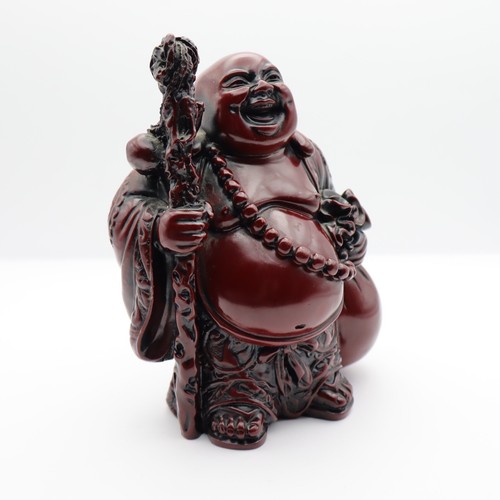 Chinese Red Resin Happy Laughing Buddha Figurine Statue-Heavy Weight - Picture 5 of 15