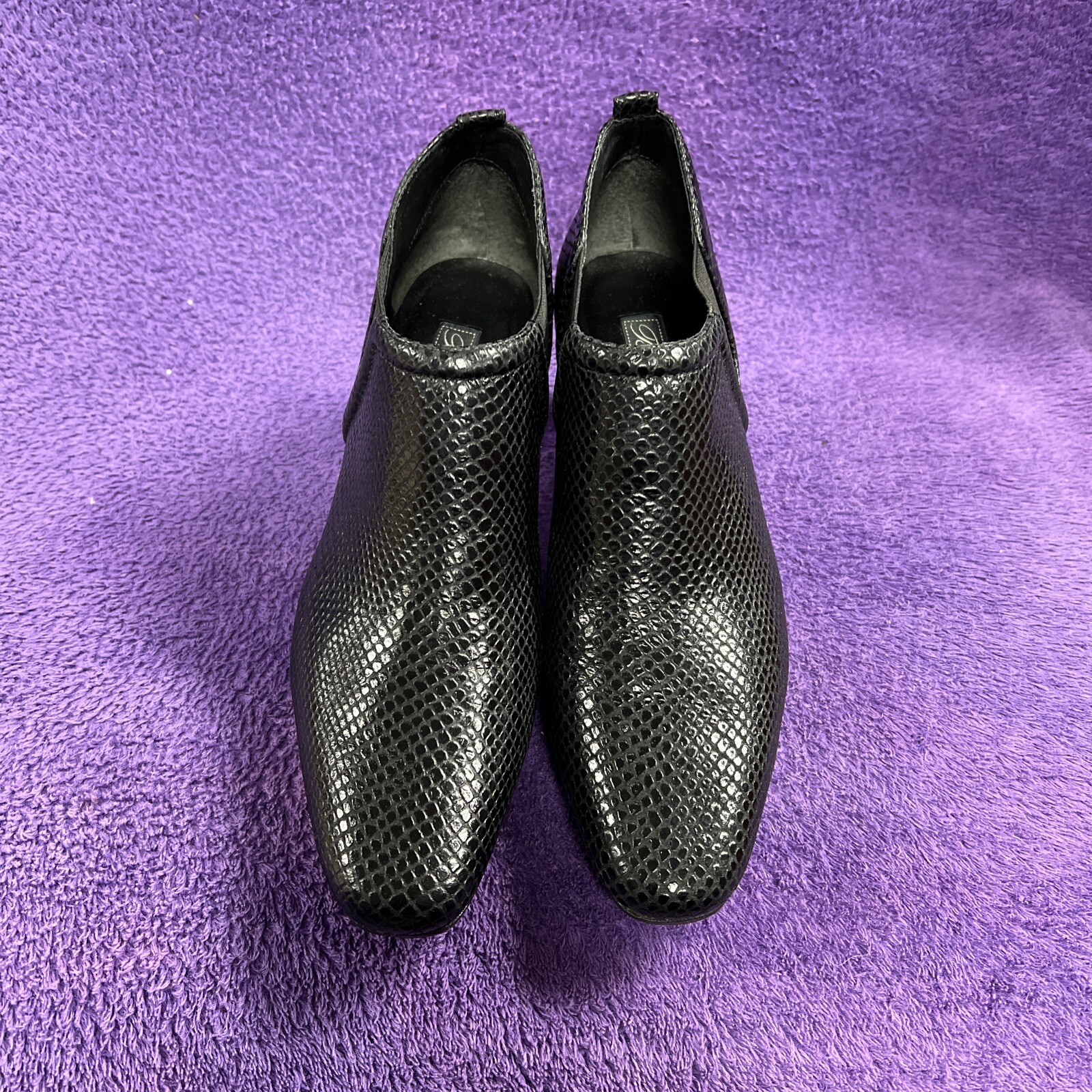 Brighton "Trill" Black Python Leather Booties Boo… - image 1