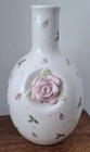 Vase weiß rosa Rosen Keramik Flaschenhals von Kkim 