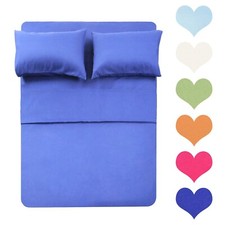 400 Thread Count Cotton Queen Size Sheet Set Blue Color 4 Piece - 100 Long...