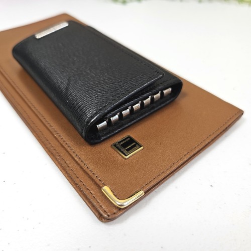 Authentic Lot Of 2 Dolce Gabbana Key Case Dunhill Long Wallet Check Book Leather - Picture 12 of 16