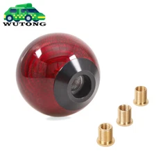 Universal Real Carbon Fiber Round Ball Manual Car Gear Shift Knob Shifter Red
