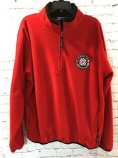 Vtg Nautica Competition Snowflake Logo Red Fleece Pullover Jacket L Made USA