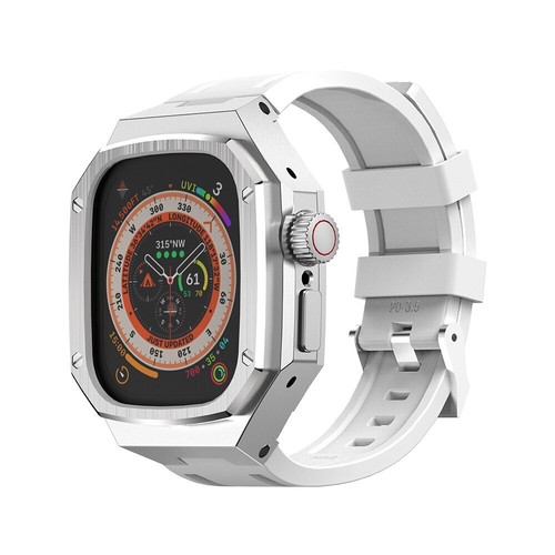 Kit Steel Mod Estuche Protector de Vidrio Banda Fr Apple Watch Ultra 2 49 mm Correa de Goma - Imagen 27 de 43