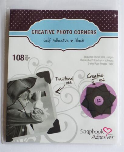 TRADITIONAL CLASSIC BLACK PHOTO CORNERS PACK 108 SELF ADHESIVE PAPER - Picture 1 of 2