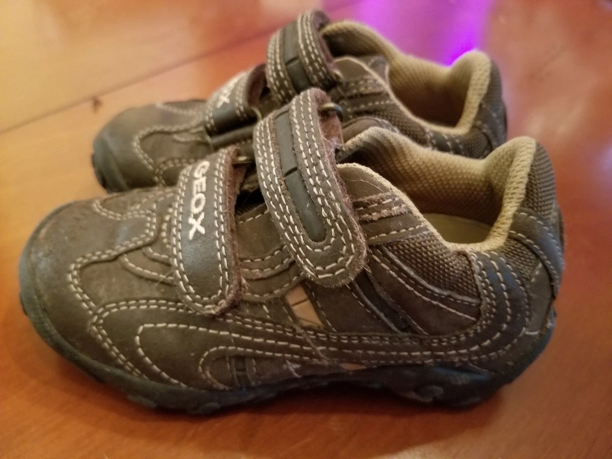 Geox Respira Boys size 8 Brown Sneakers 2strap Easy Close EUC eBay