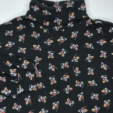 Vintage Mickey  Co Disney Large Black Mickey Detail Long Sleeve Turtleneck Top