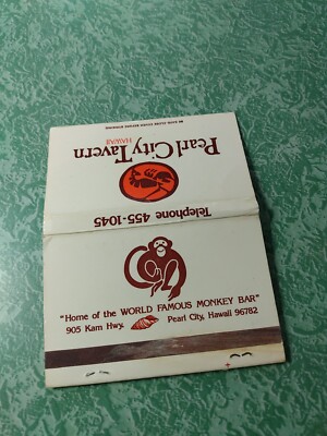 Vintage Matchbook Collectible Ephemera B27 Pearl City Hawaii monkey tavern