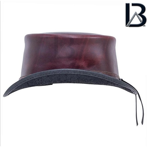 El dorado Steampunk Deadman Biker top Hat Leather Top Hat Gothic Top Hat - Picture 2 of 5